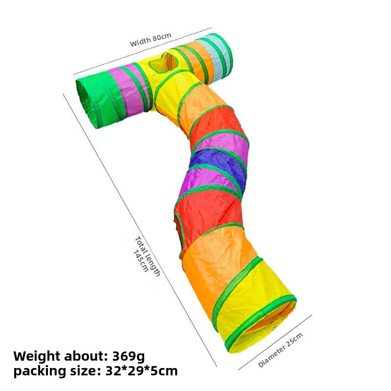 Foldable Rainbow Cat Play Tunnel
