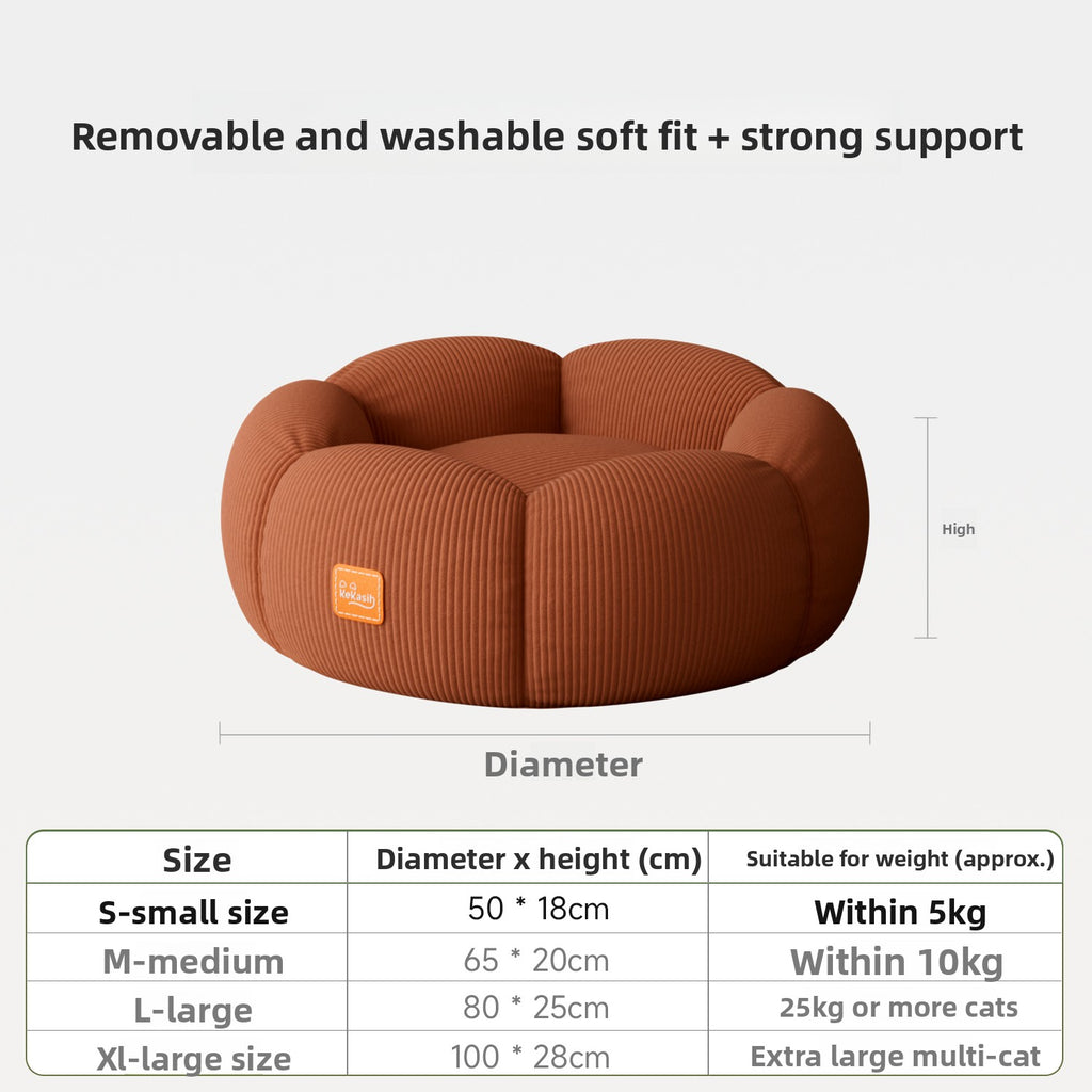 Removable Washable Cat Bed with Anti-Slip Base