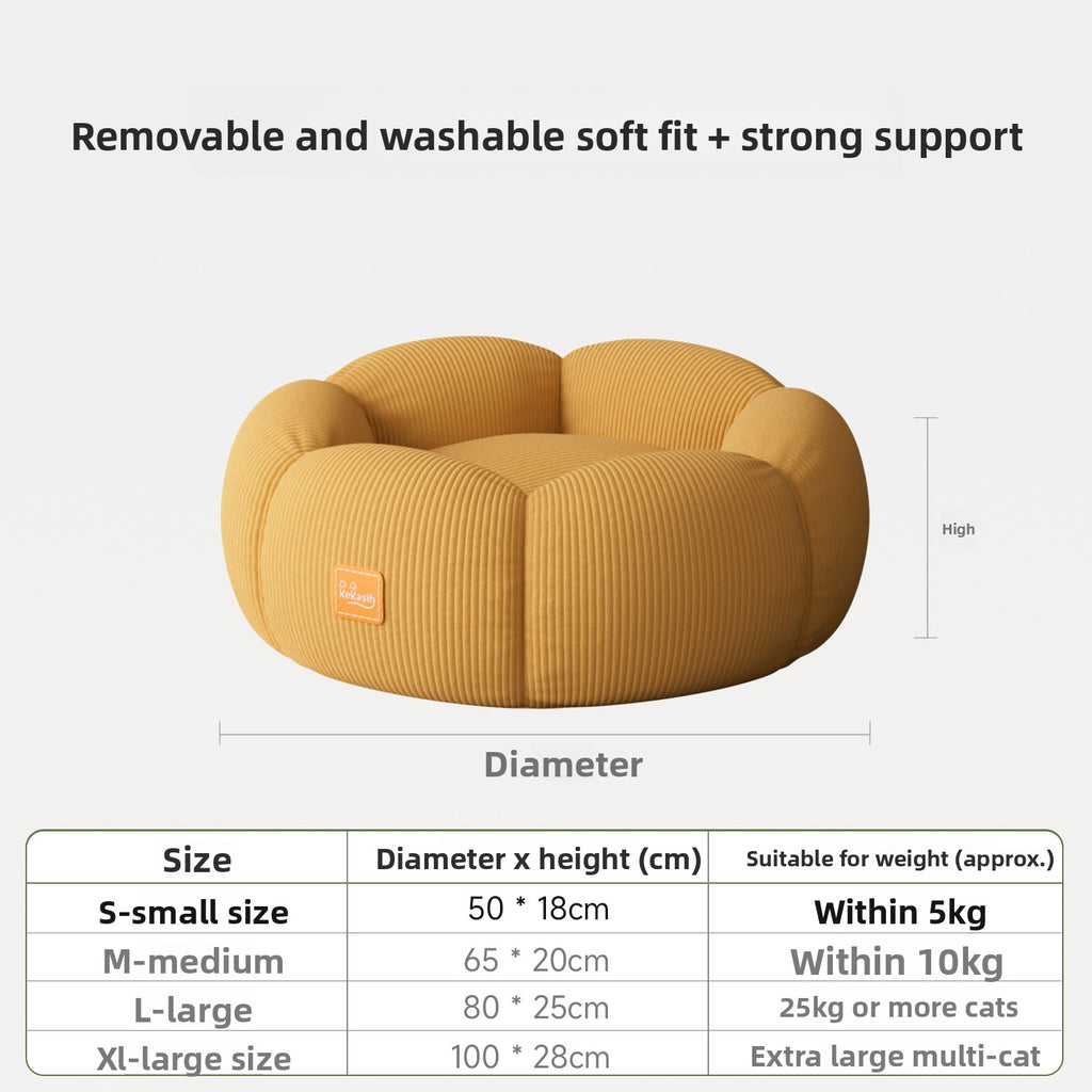 Removable Washable Cat Bed with Anti-Slip Base