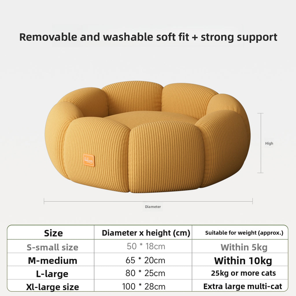Removable Washable Cat Bed with Anti-Slip Base