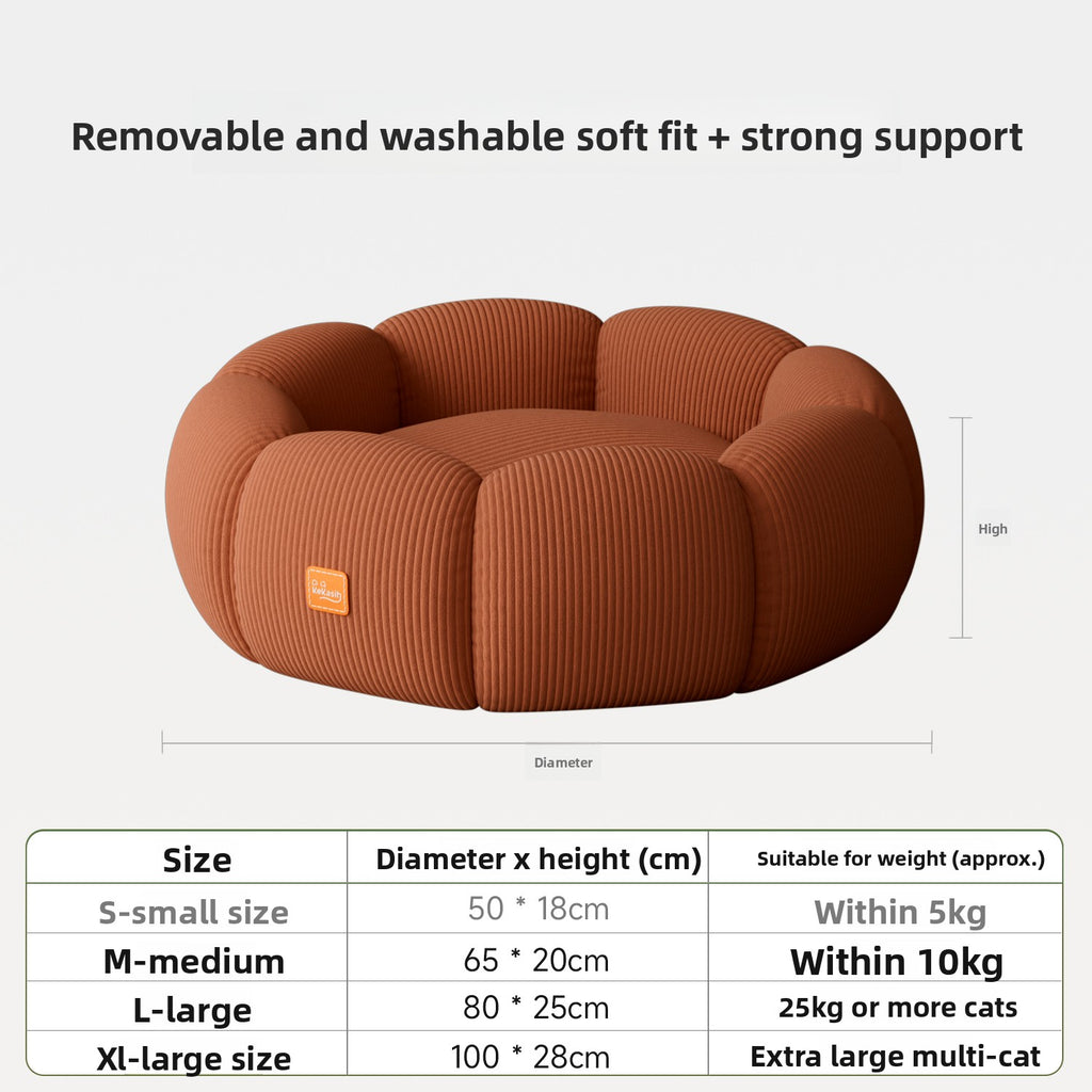 Removable Washable Cat Bed with Anti-Slip Base