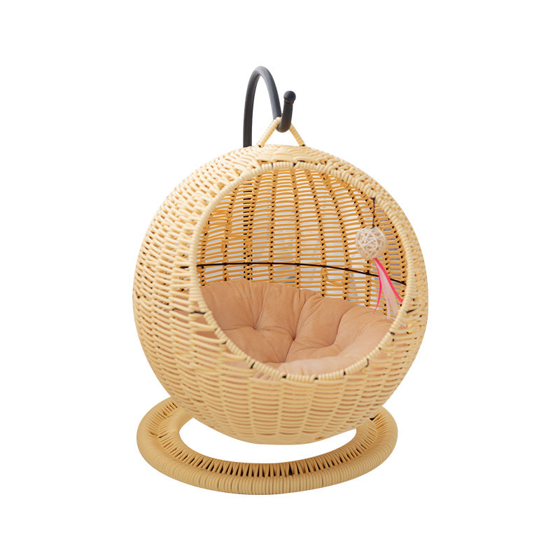 Semi-Enclosed Rattan Cat Hammock Bed