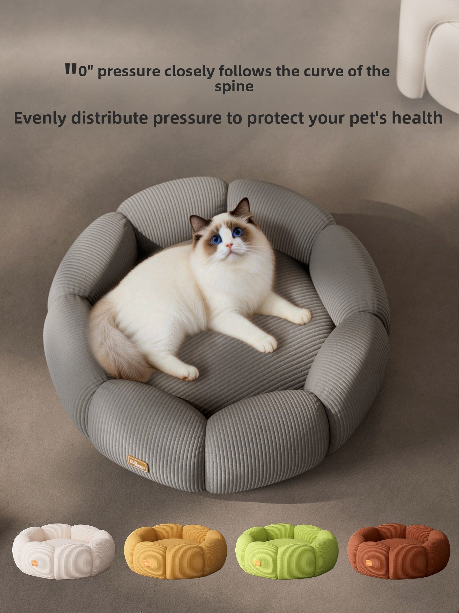 Removable Washable Cat Bed with Anti-Slip Base