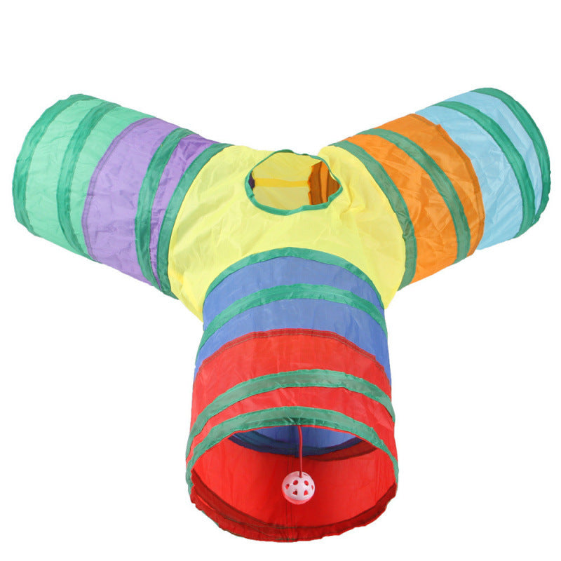 Foldable Rainbow Cat Play Tunnel
