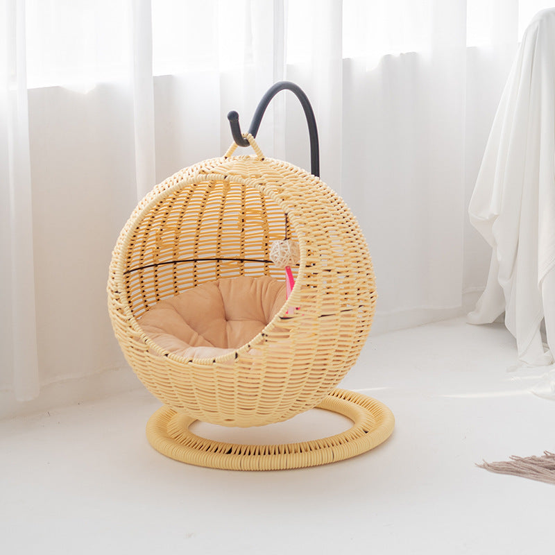 Semi-Enclosed Rattan Cat Hammock Bed
