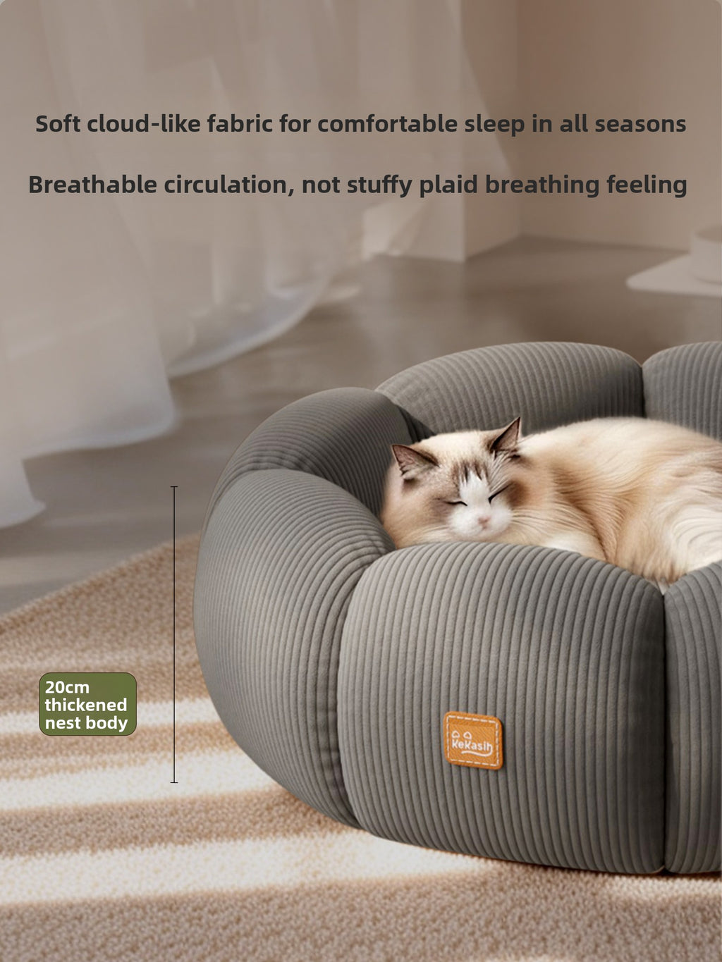 Removable Washable Cat Bed with Anti-Slip Base