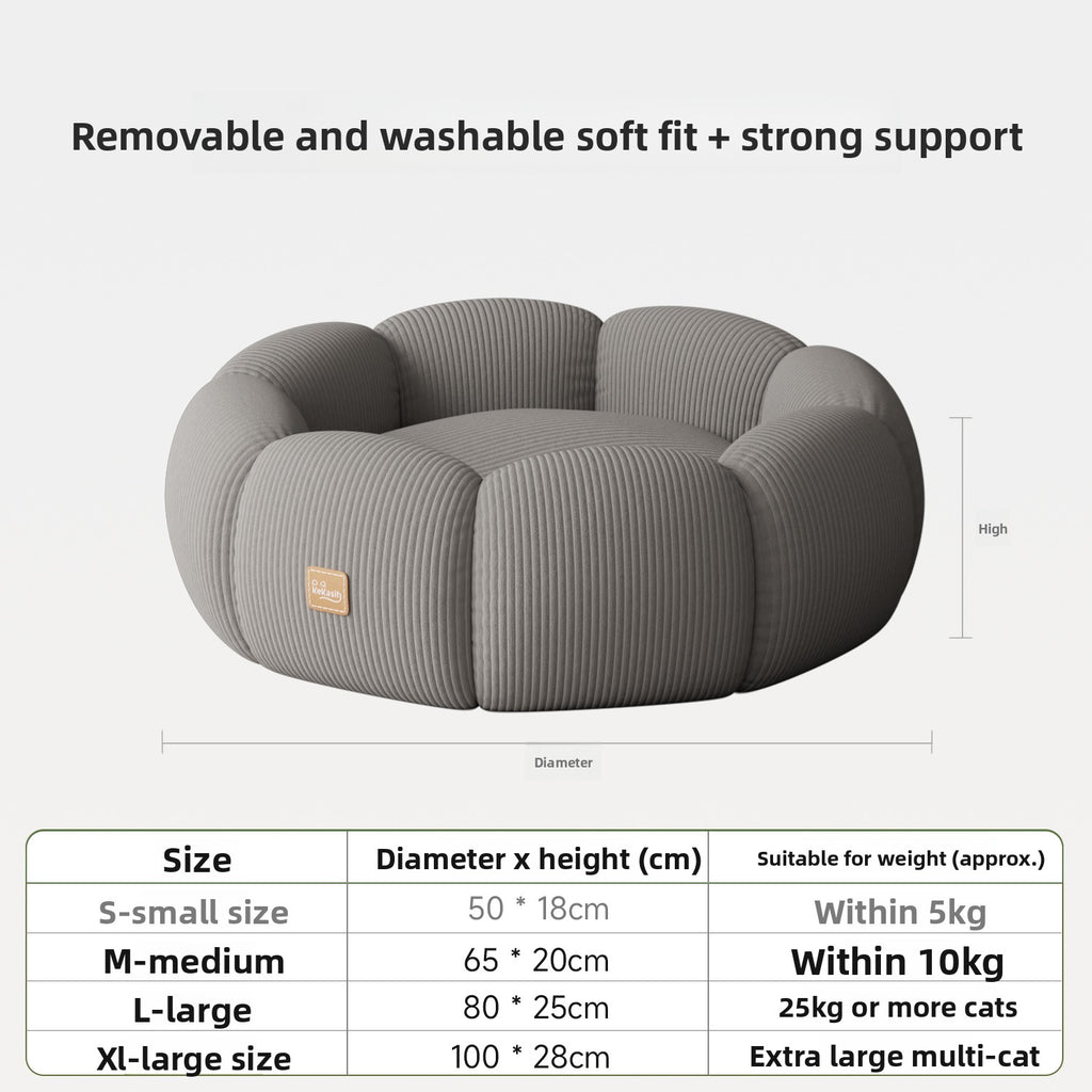 Removable Washable Cat Bed with Anti-Slip Base