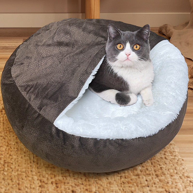 Soft Plush Cat Bed Shell Shape Pet Nest
