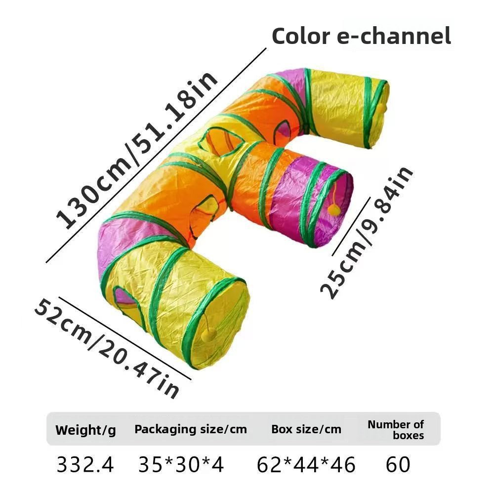 Foldable Rainbow Cat Play Tunnel