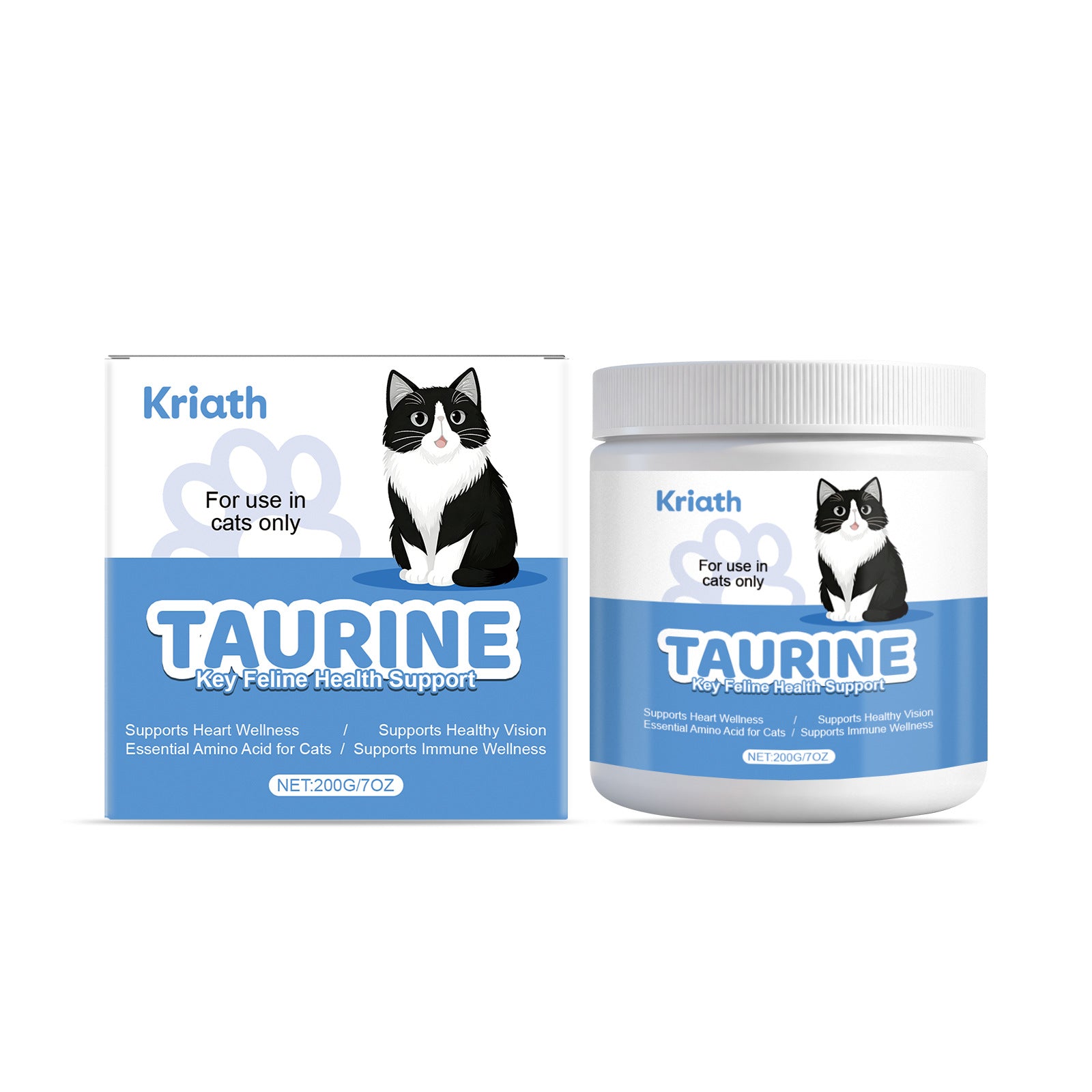Cat food containing taurine powder