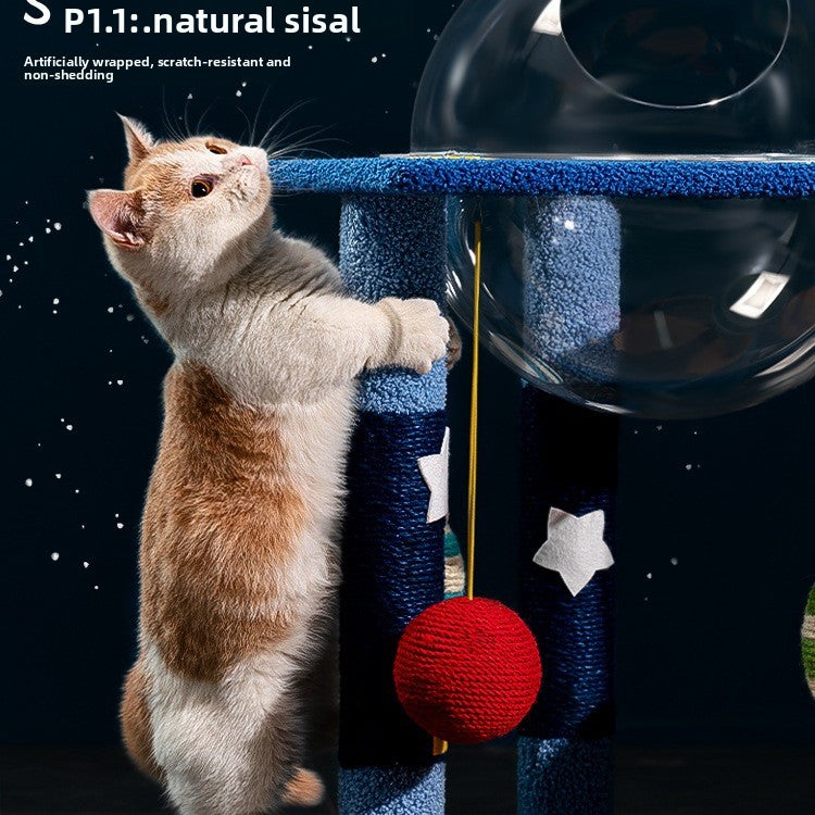 Vertical Sisal Cat Climbing Frame with Scratching Post and Nest