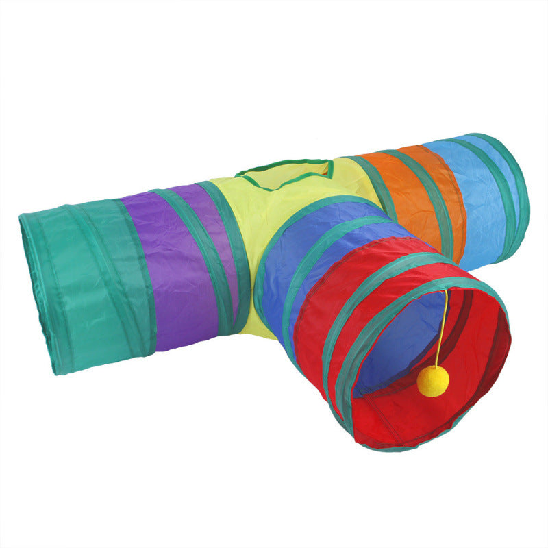 Foldable Rainbow Cat Play Tunnel