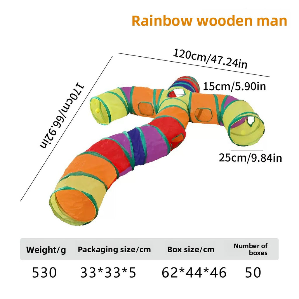 Foldable Rainbow Cat Play Tunnel
