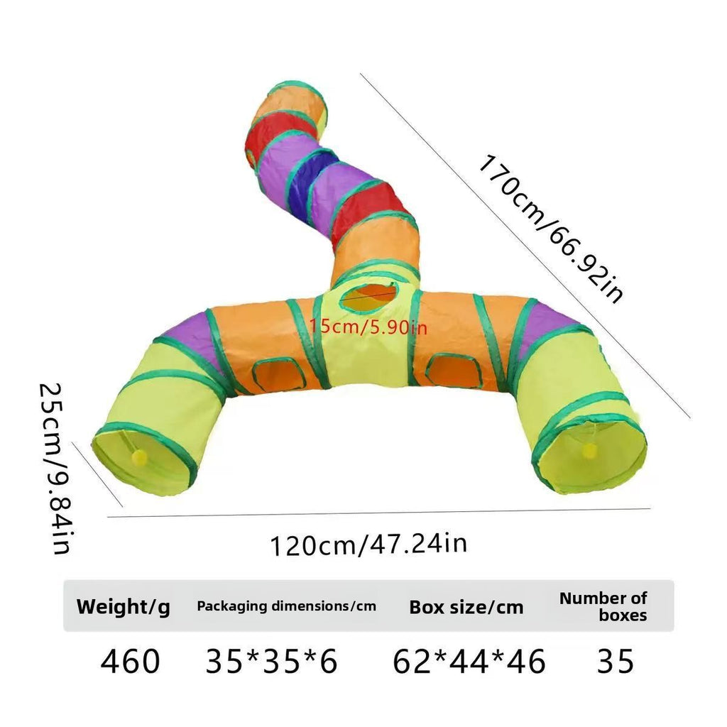 Foldable Rainbow Cat Play Tunnel