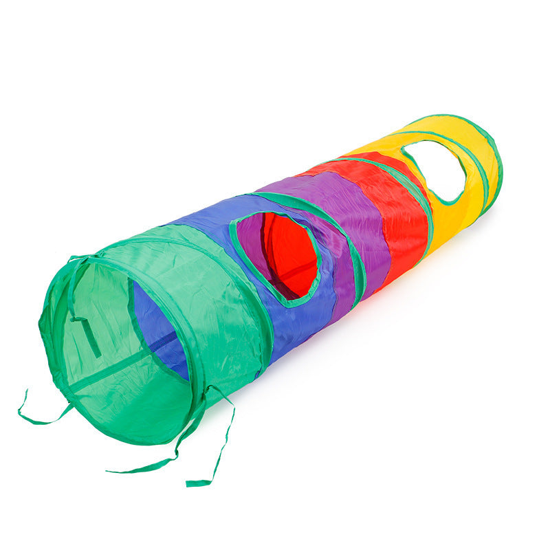 Foldable Rainbow Cat Play Tunnel