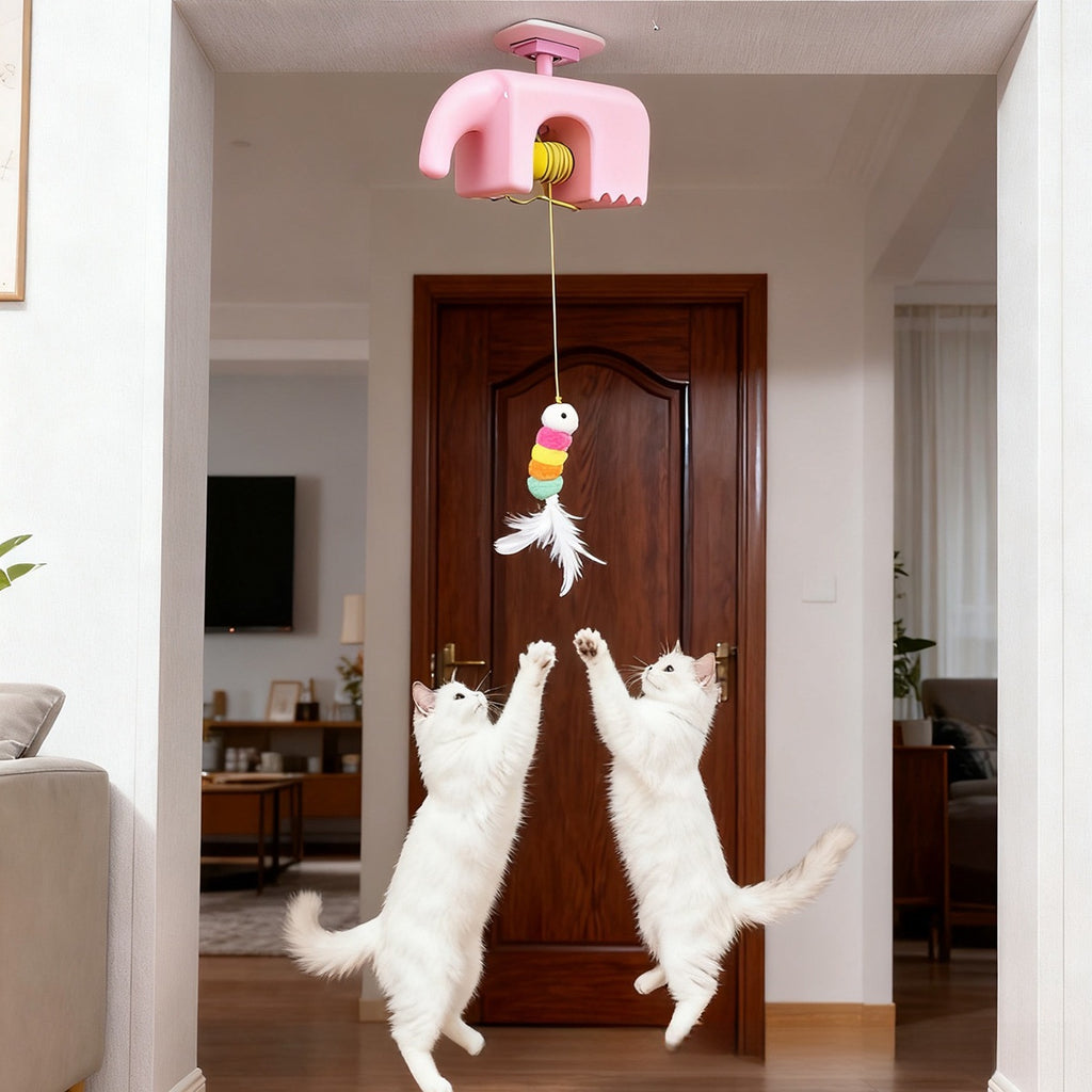 Electric Rotating Cat Toy with Feathers