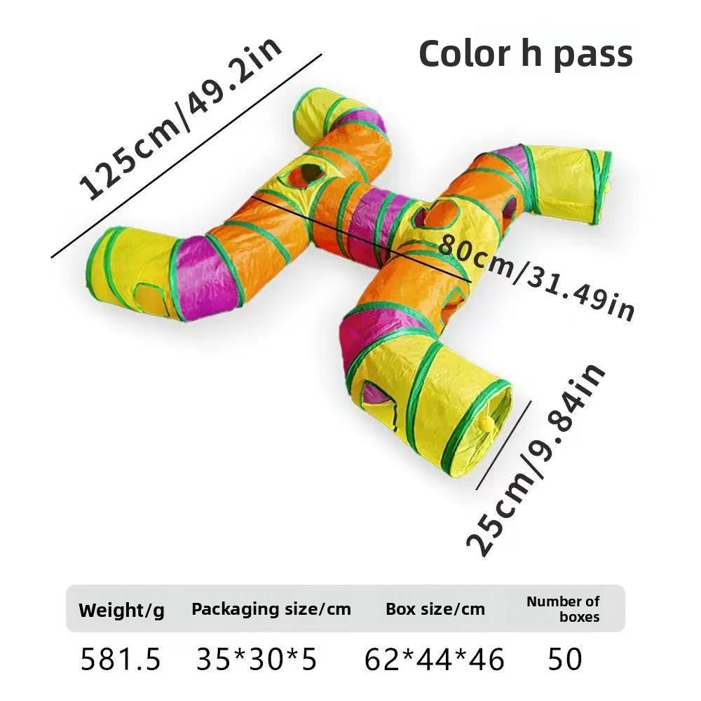 Foldable Rainbow Cat Play Tunnel