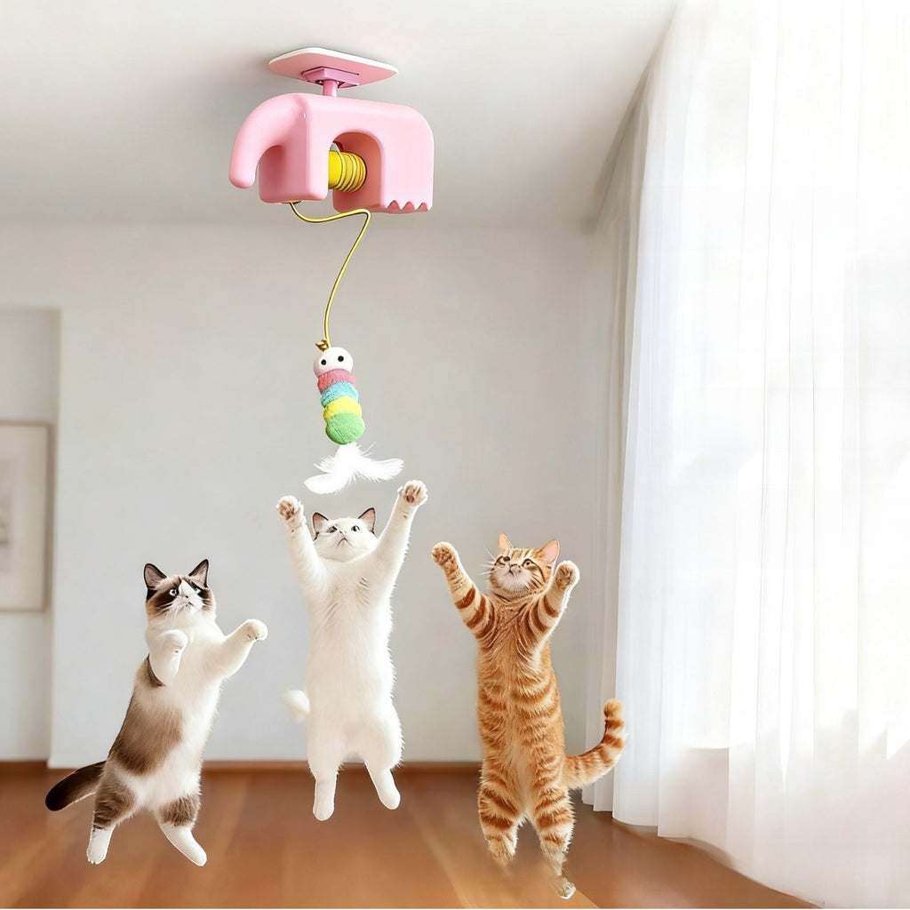 Electric Rotating Cat Toy with Feathers