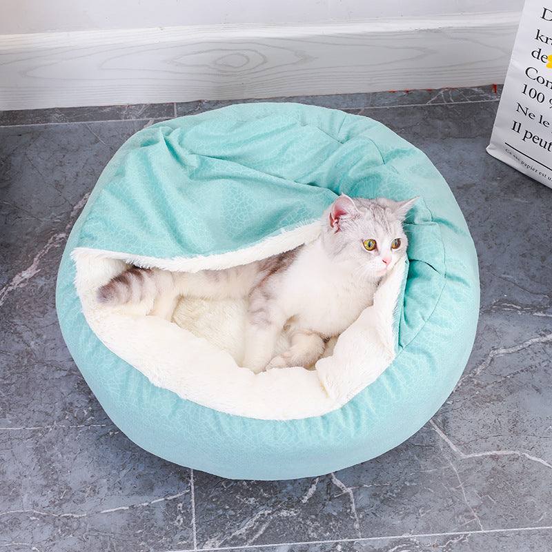 Soft Plush Cat Bed Shell Shape Pet Nest