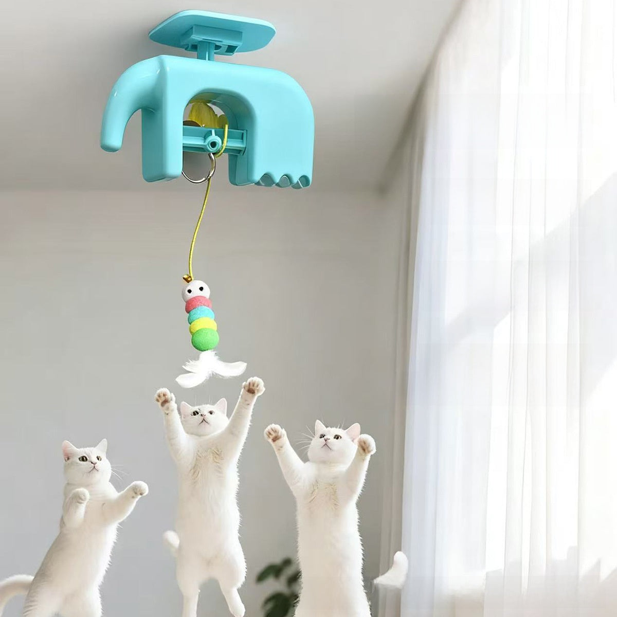Electric Rotating Cat Toy with Feathers