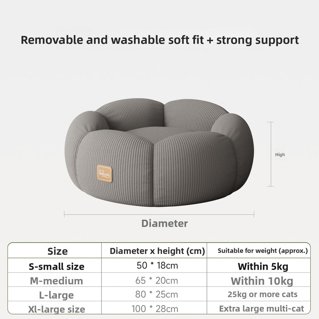 Removable Washable Cat Bed with Anti-Slip Base