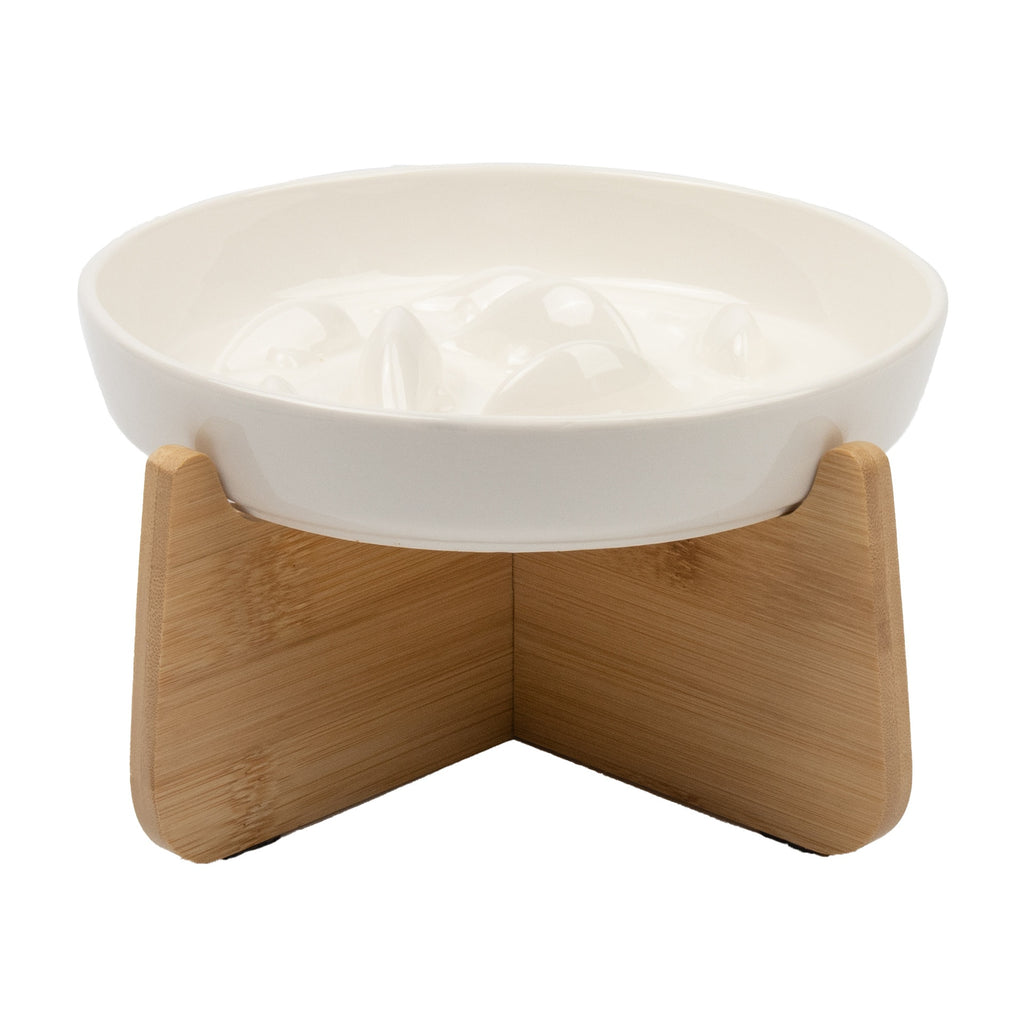Ceramic Elevated Cat Slow Feeder Bowl