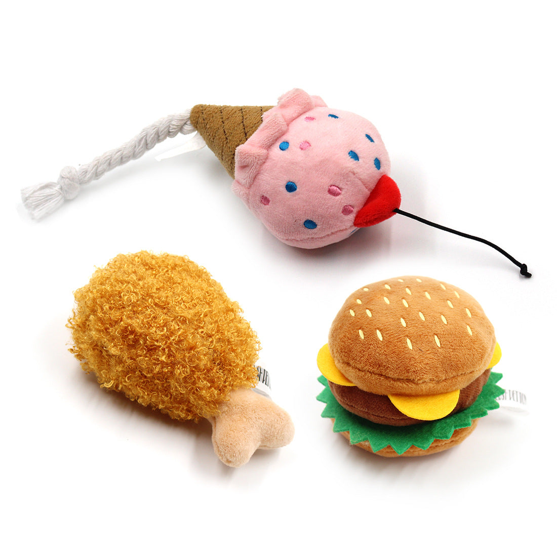 Dog pet toy plush sound variety food chips hamburger chicken leg bite toy cat pet supplies