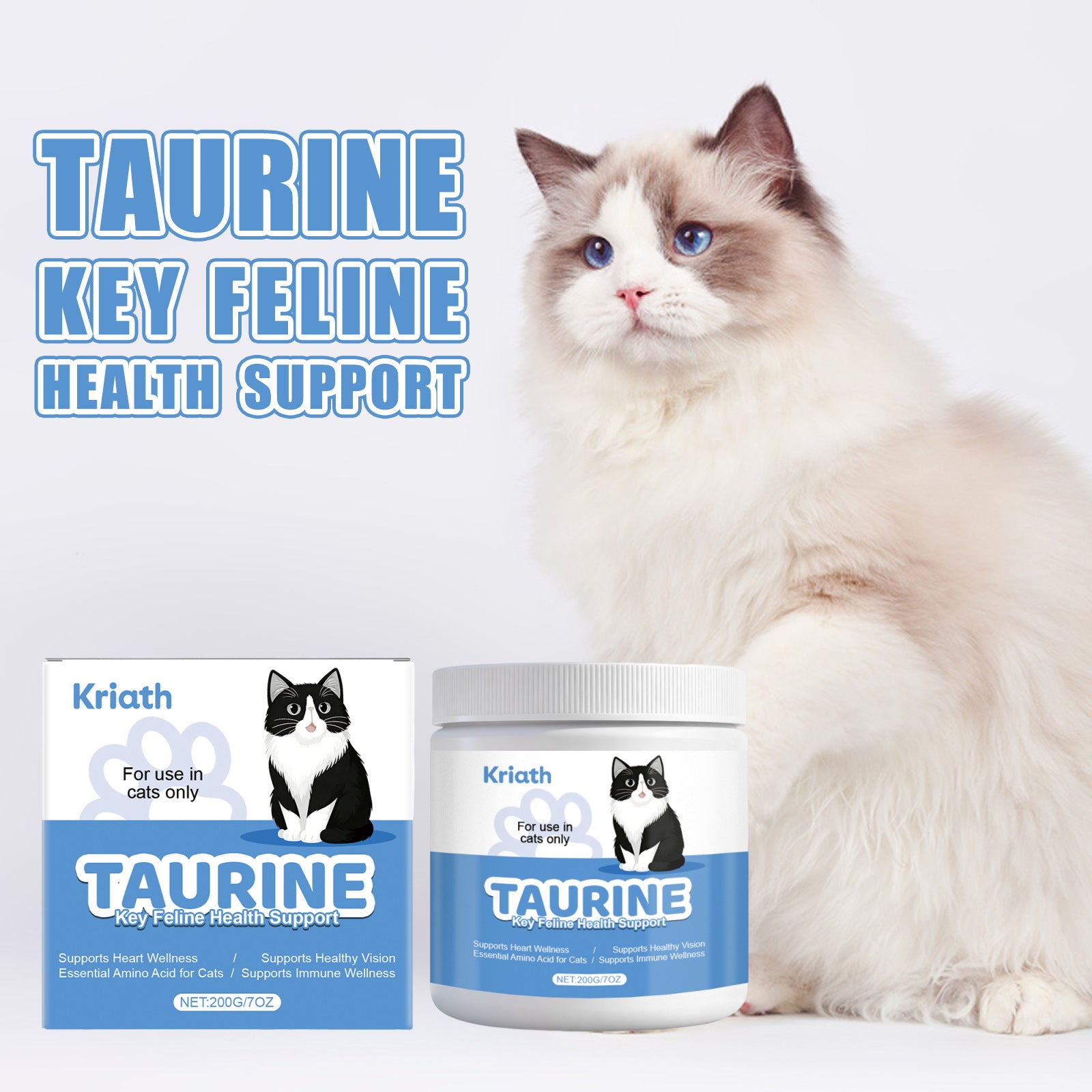 Cat food containing taurine powder