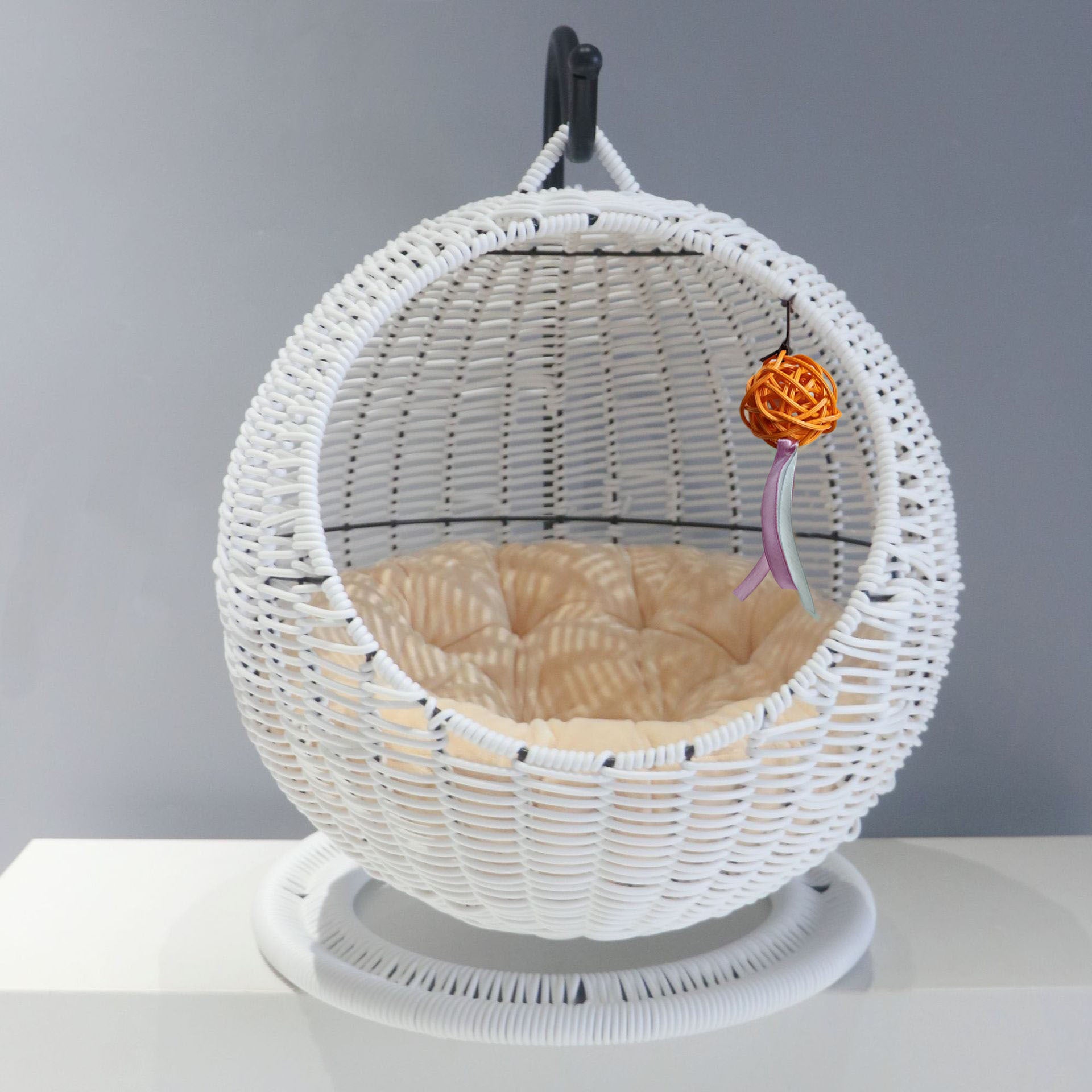 Semi-Enclosed Rattan Cat Hammock Bed